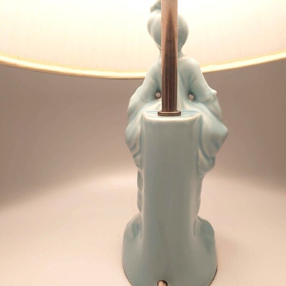 Bridgerton Lady Dressed in 1770s French Courtly Fashion - Ceramic Lamp Turquoise - Picture 6 of 7